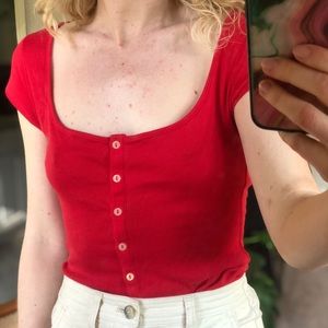 Free people red button up tee